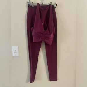 Paragon Fitwear Burgundy Racerback reluna ruched bra blackberry free leggings